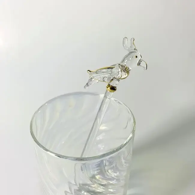 Cocktail Stirrer - Blown Glass Parrot