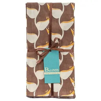 Indonesia Napkin - Set of 4, Cotton, Heliconia Pattern