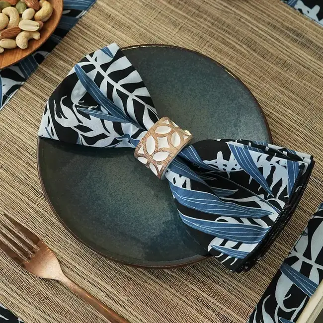 Napkin - Set of 4, Cotton, Palm Leaf Pattern