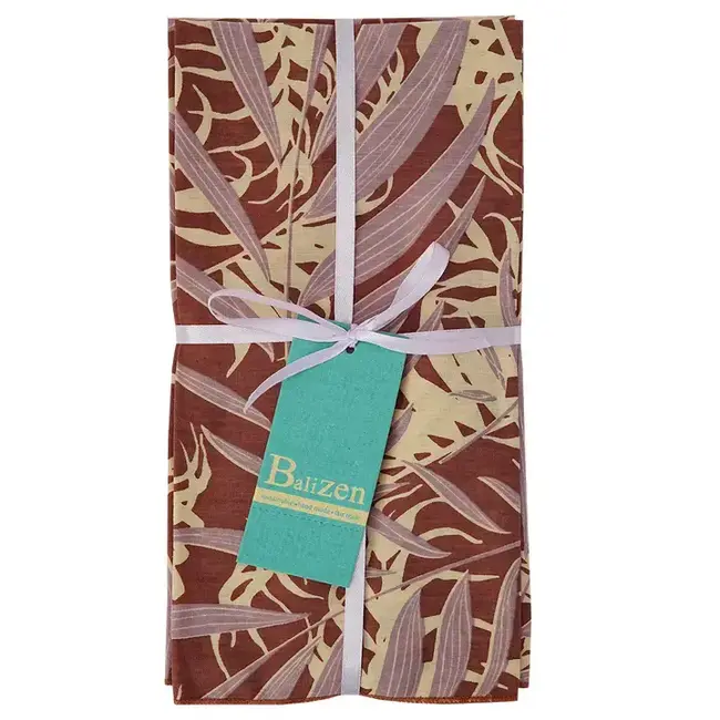 Napkin - Set of 4, Cotton, Palm Leaf Pattern