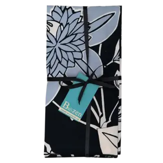 Indonesia Napkin - Set of 4, Cotton, Passion Flower Pattern Onyx