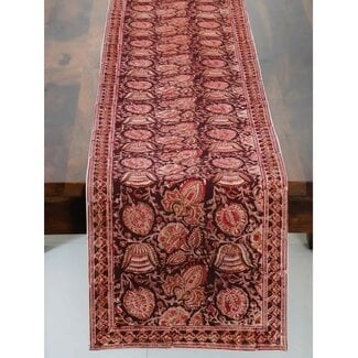India Table Runner - Kalamkari Terracotta 13"x70"