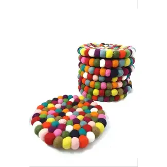 Nepal Trivet - Felt Multicolour Ball 8"