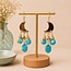Earrings - Moon with 3 Stones