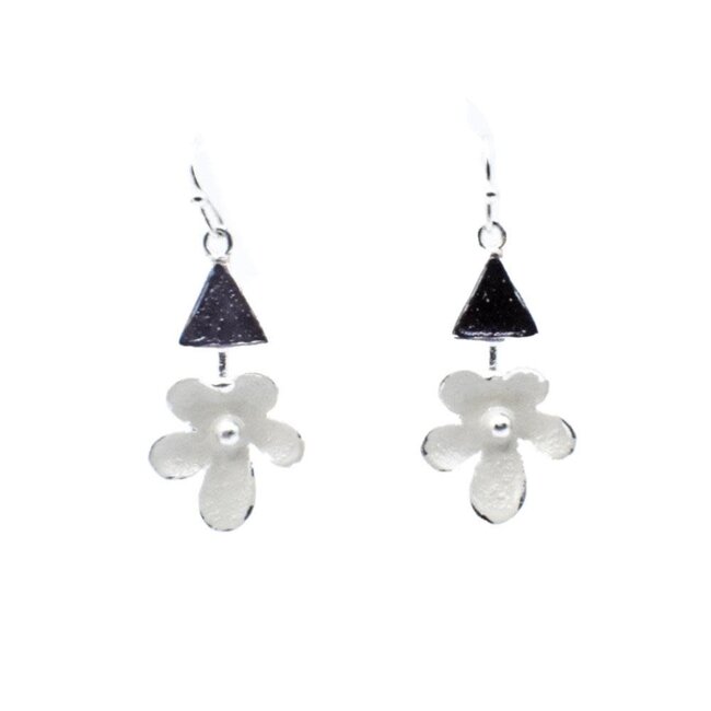 Earrings - Triangle and Flower