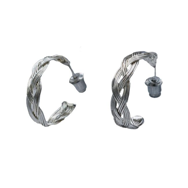 Earrings - Weave Studs Silver Colour