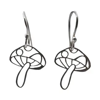 India Earrings-  Cut-out Mushroom Silver Colour