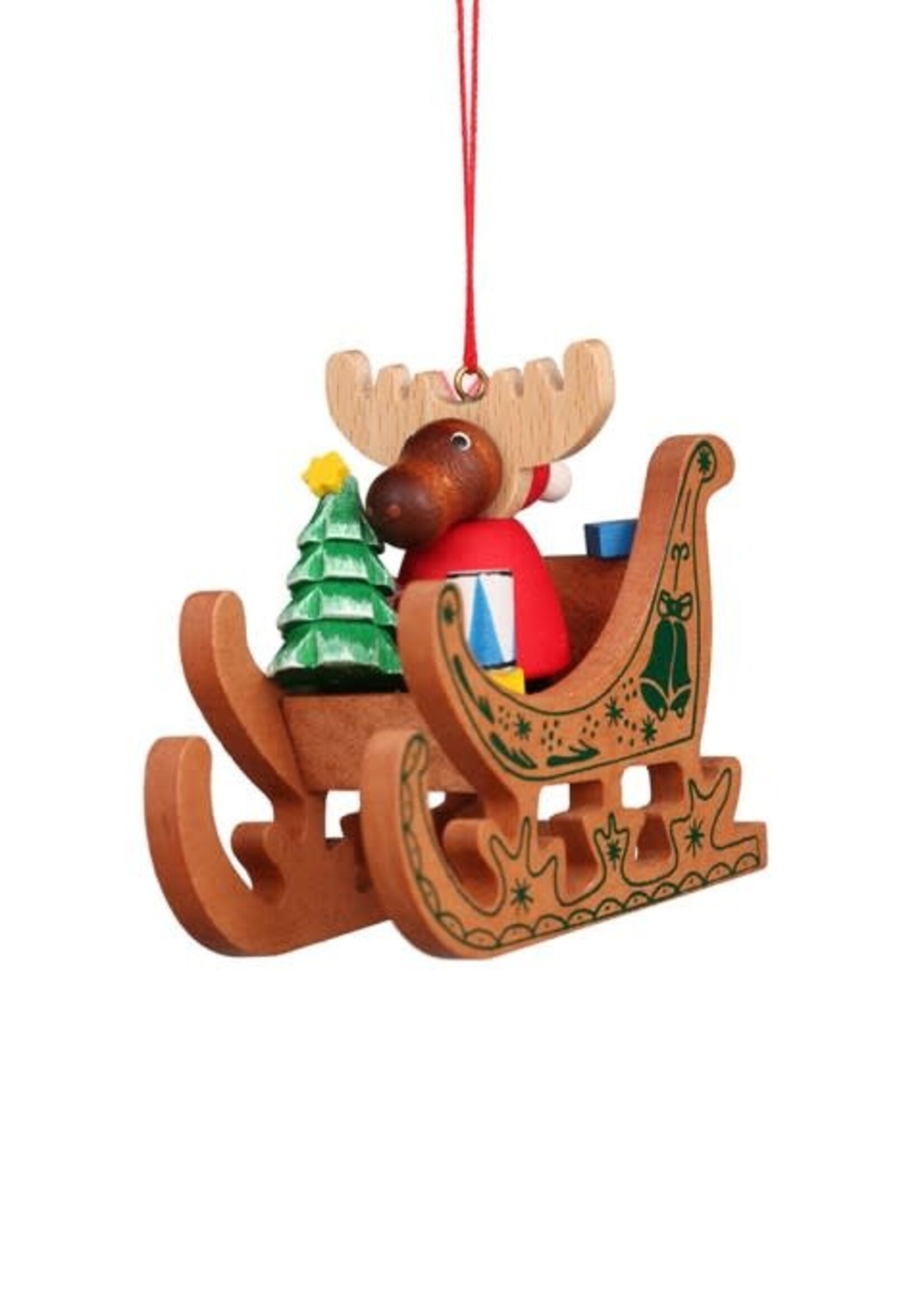 Christian Ulbricht 10-0653 Ulbricht Ornament - Moose Santa In Sled