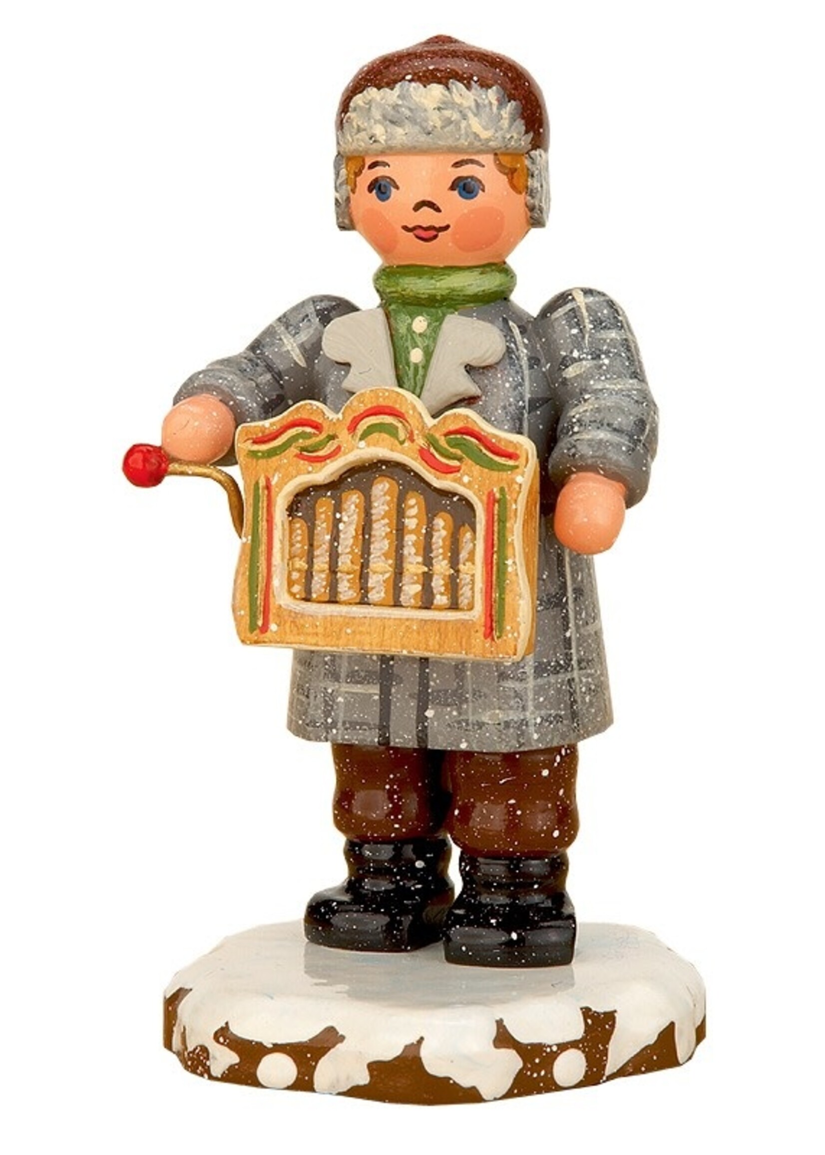 Hubrig 110h0020 Winter Children - Boy with  Drehorgel
