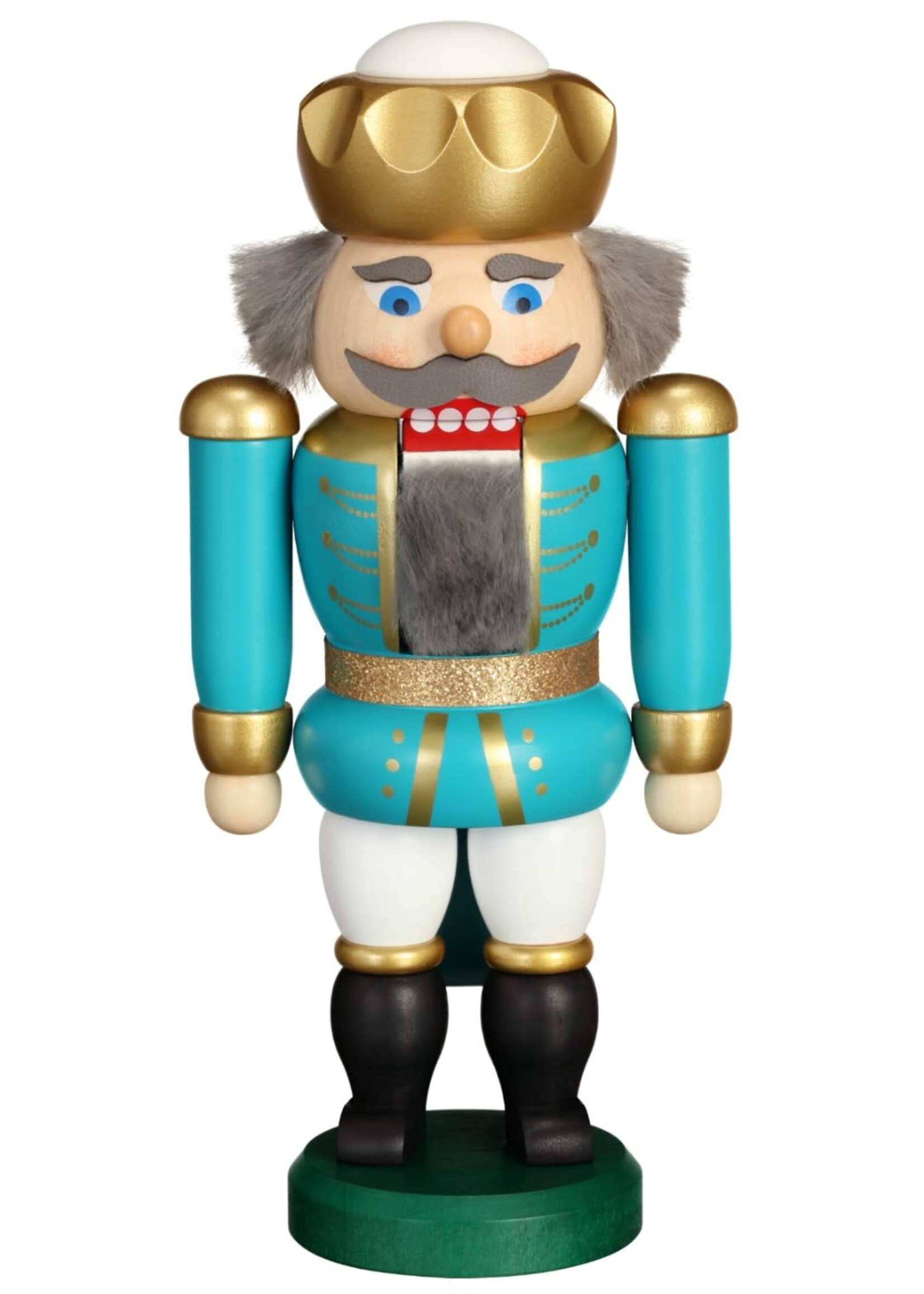 Seiffener Volkskunst eG 11474 Nutcracker - King (Turquoise/White)  7.9 inches