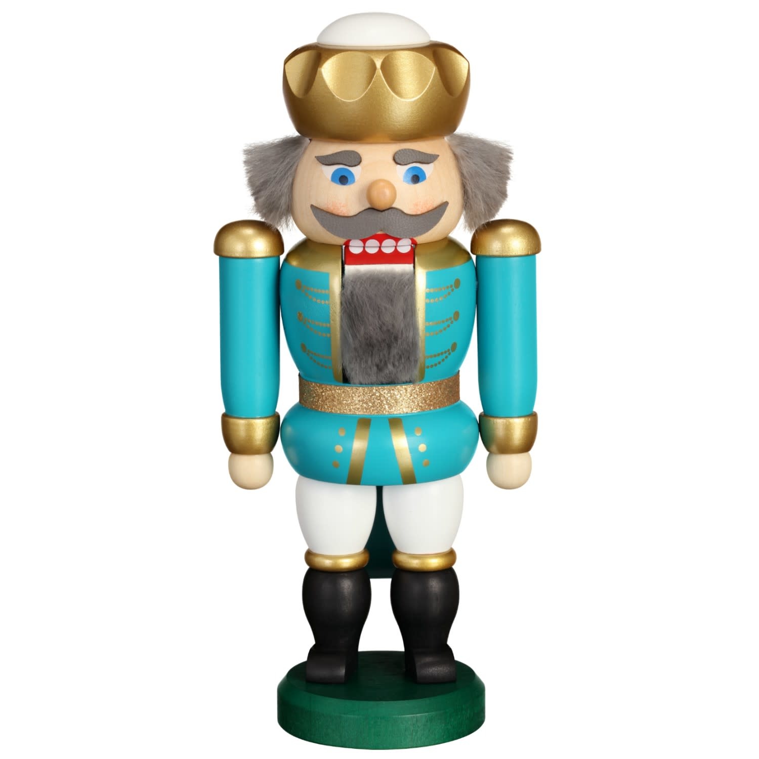 Seiffener Volkskunst eG 11474 Nutcracker - King (Turquoise/White)  7.9 inches
