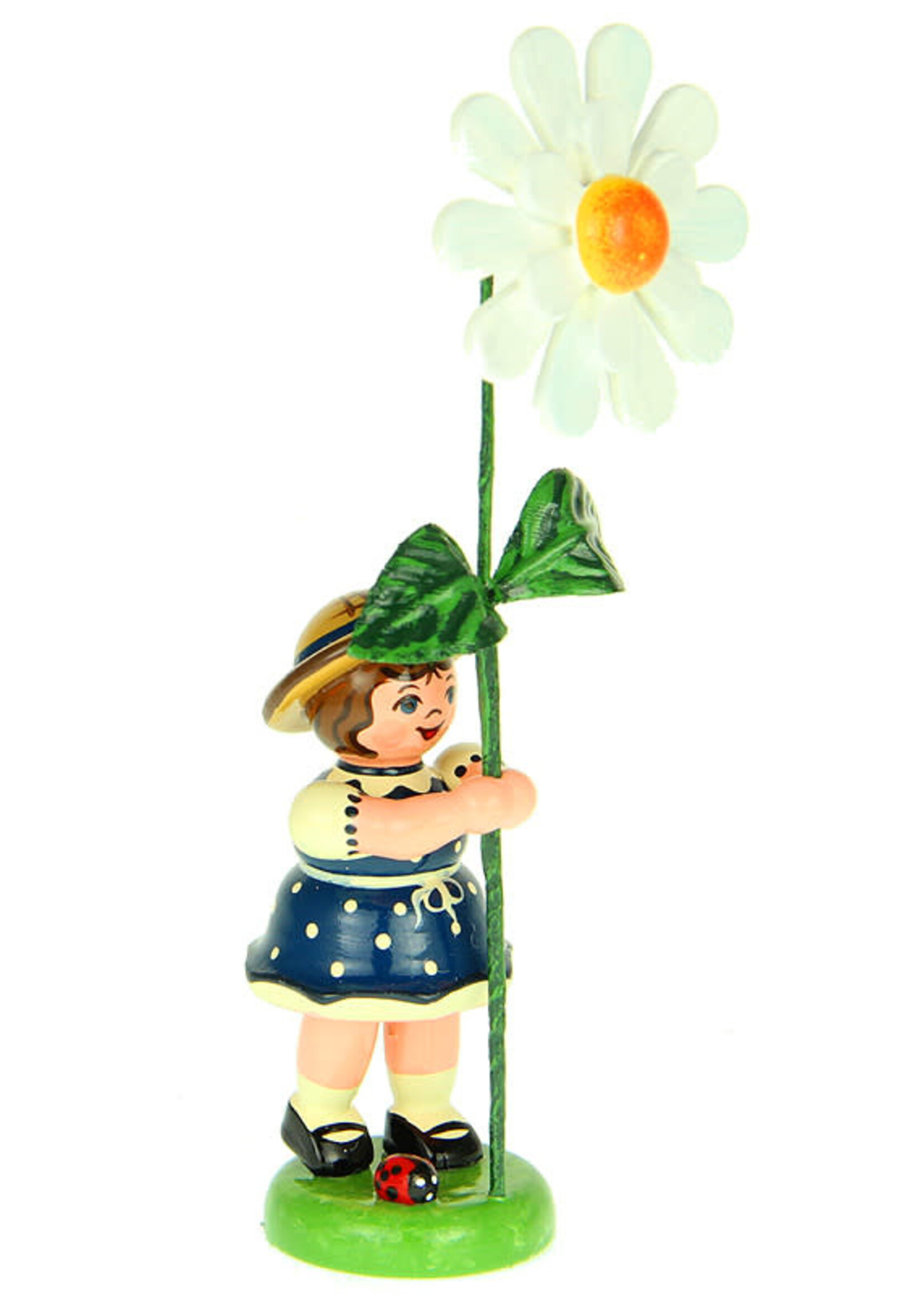 Hubrig 307h0042 Flower Children- Girl with Daisy (blue dress)  4.3 inches