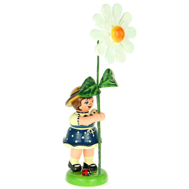 Hubrig 307h0042 Flower Children- Girl with Daisy (blue dress)  4.3 inches