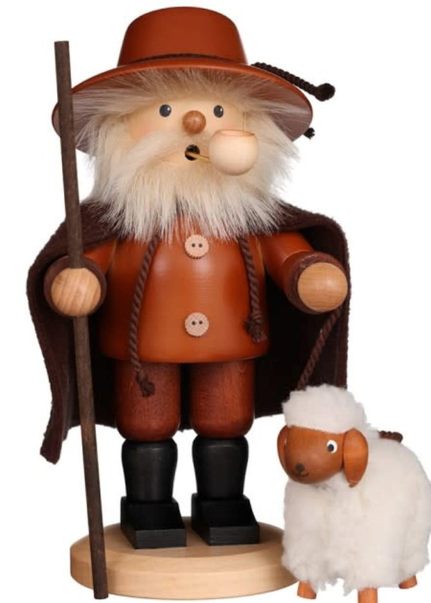 Christian Ulbricht 1-123 Ulbricht Smoker-Shepherd with Sheep (Natural) 9.5 in