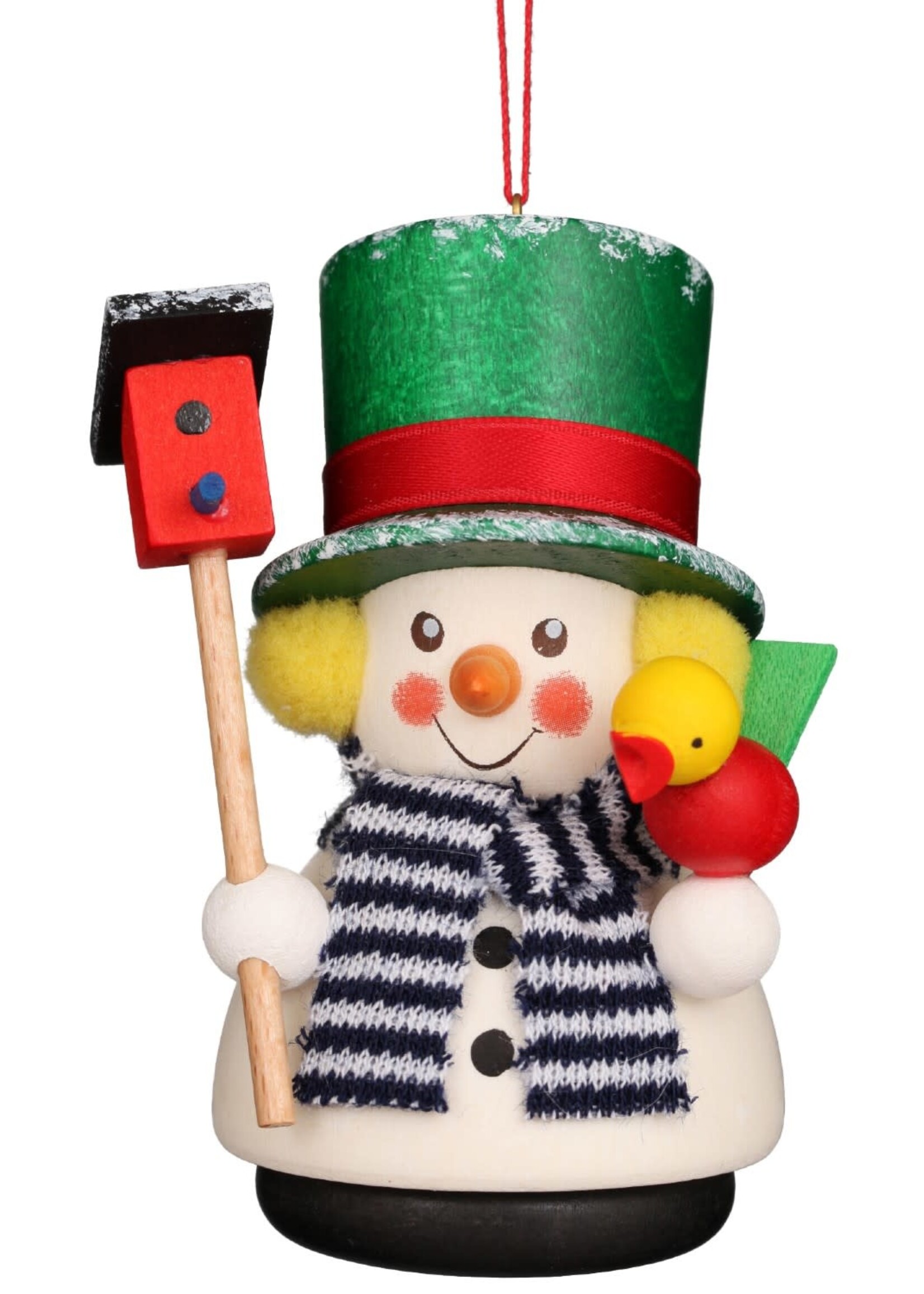 Christian Ulbricht 15-0433  Ulbricht Ornament - Snowman With Bird House (Wobble)