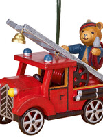 Hubrig 140h2004 Fire Engine with Teddy Ornament  3 inches