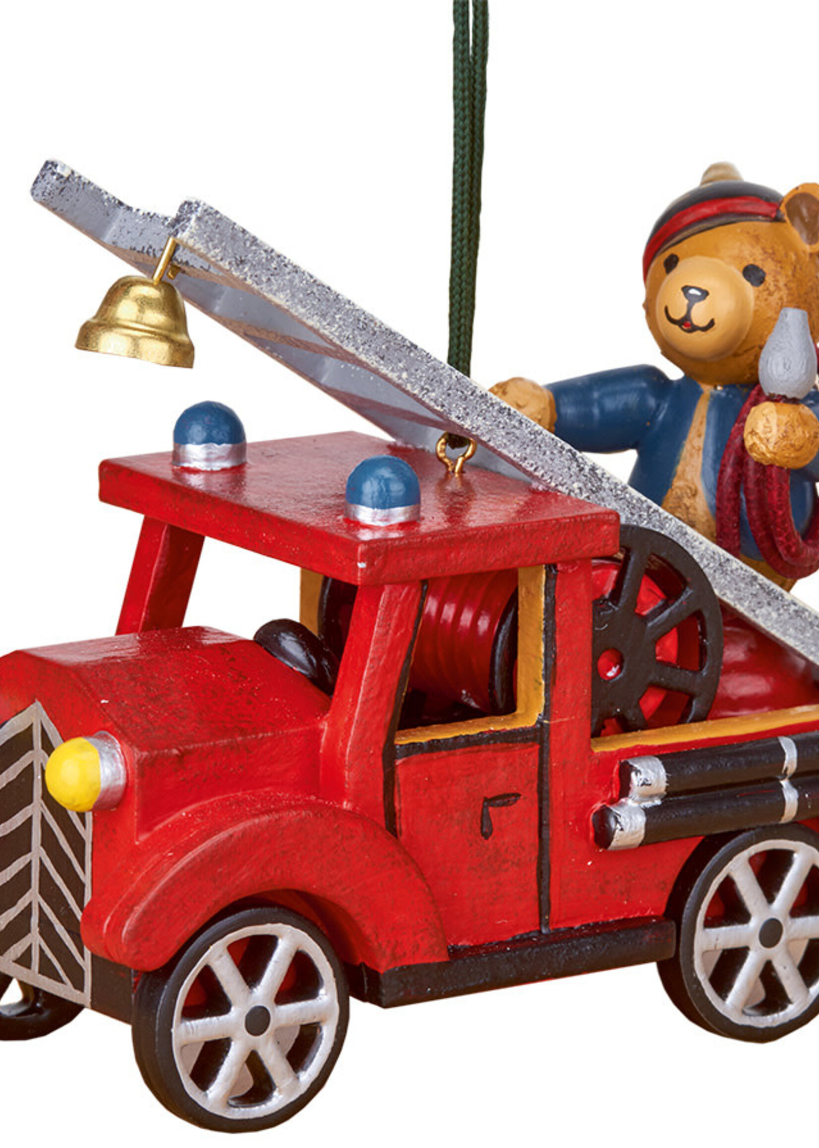 Hubrig 140h2004 Fire Engine with Teddy Ornament  3 inches