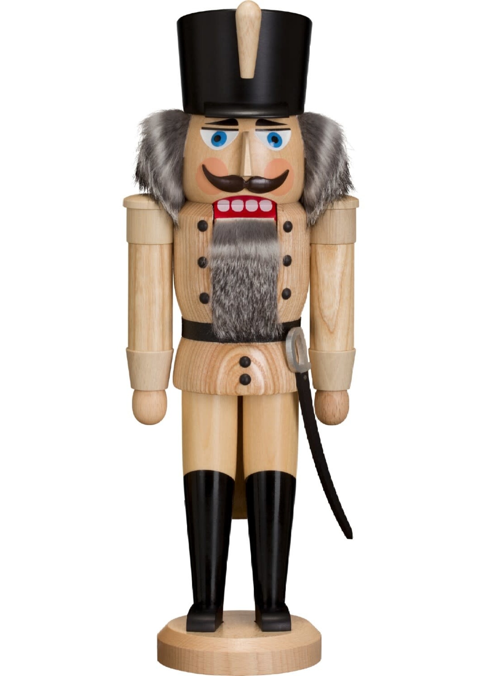 Seiffener Volkskunst eG 11202/8 Natural Hussar Nutcracker made of ash wood Height: 37 cm