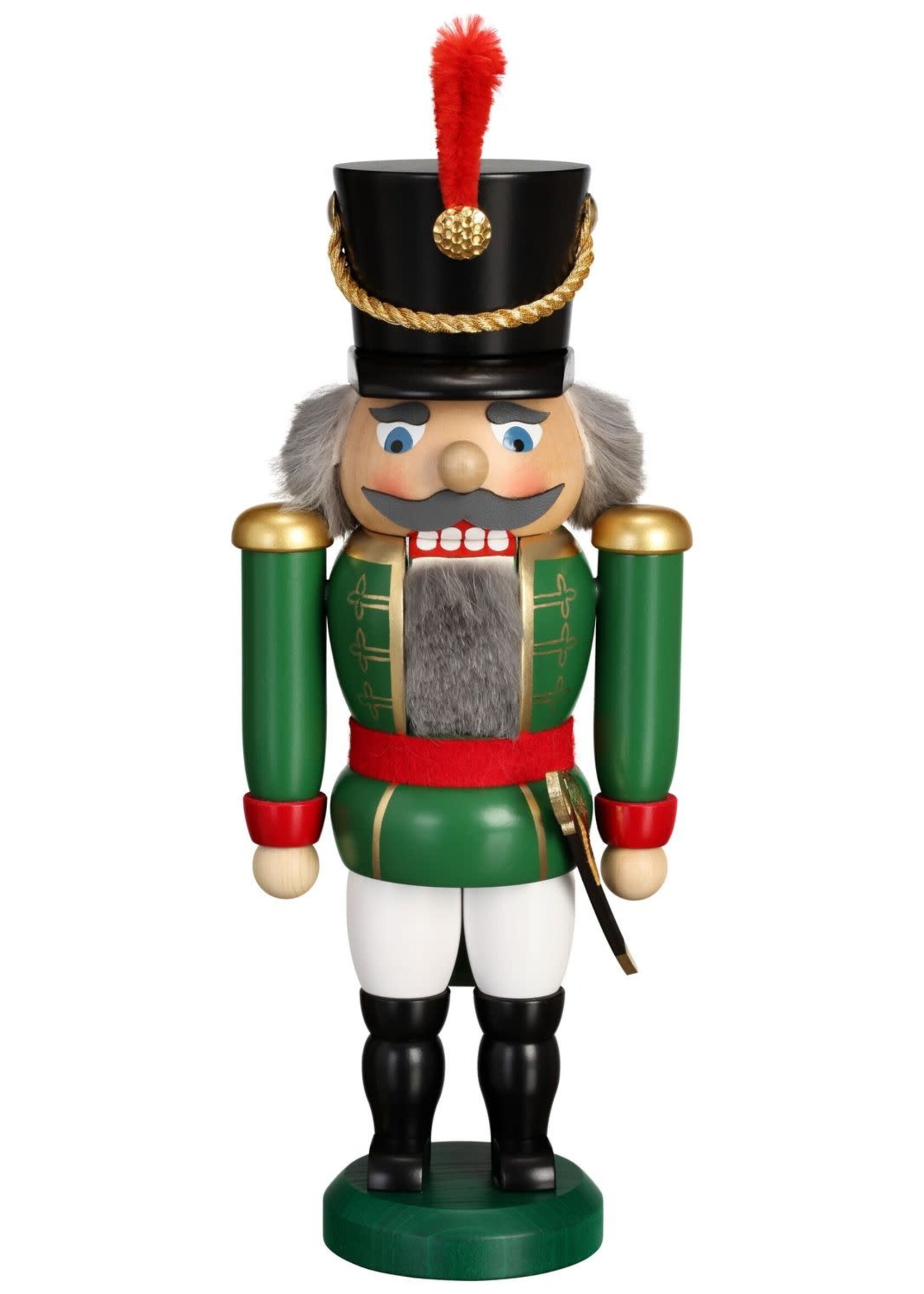 Seiffener Volkskunst eG 11952/4  Nutcracker Hussar Green  9 inches