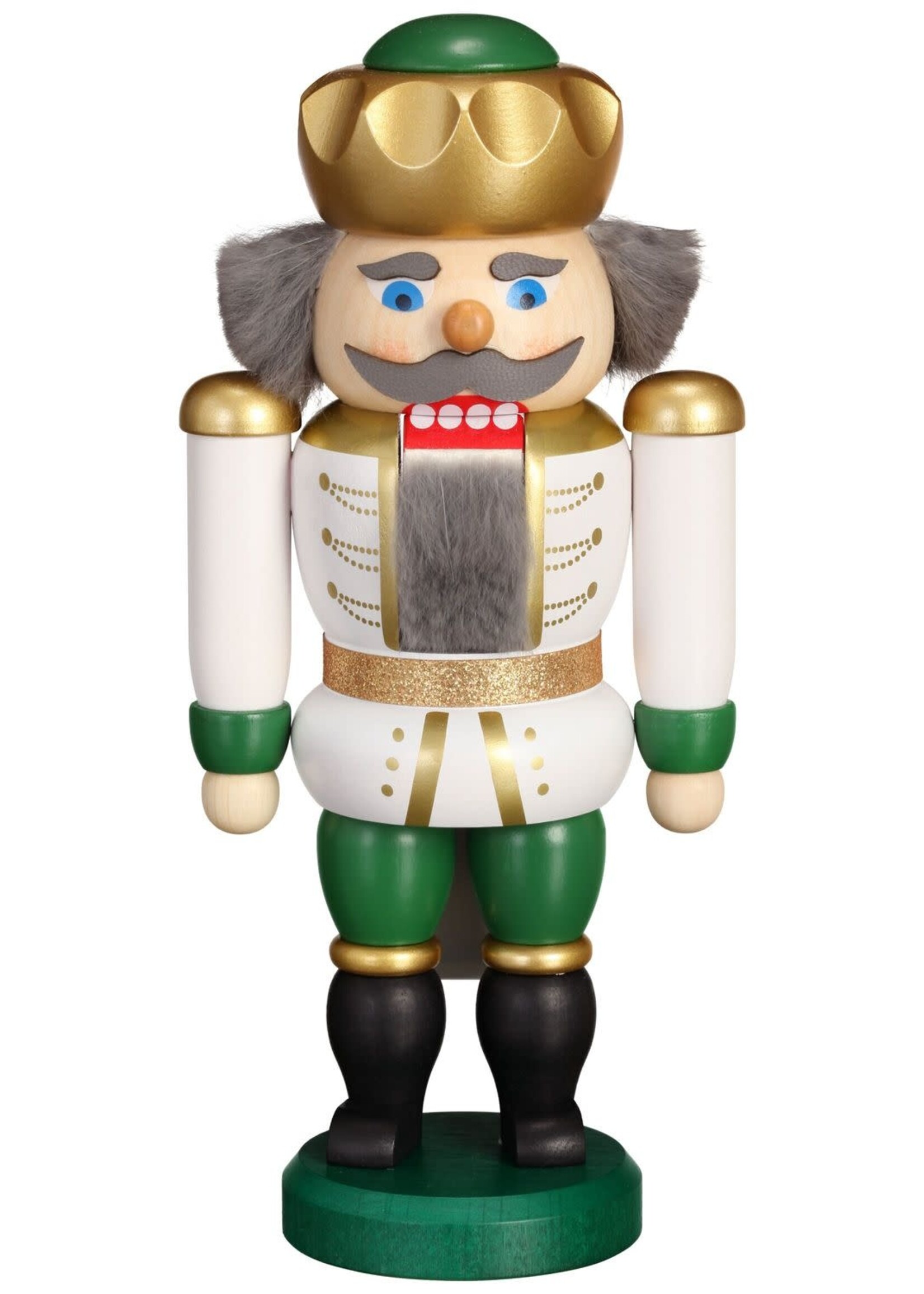 Seiffener Volkskunst eG 11471 Nutcracker King Green/White - 9 inches