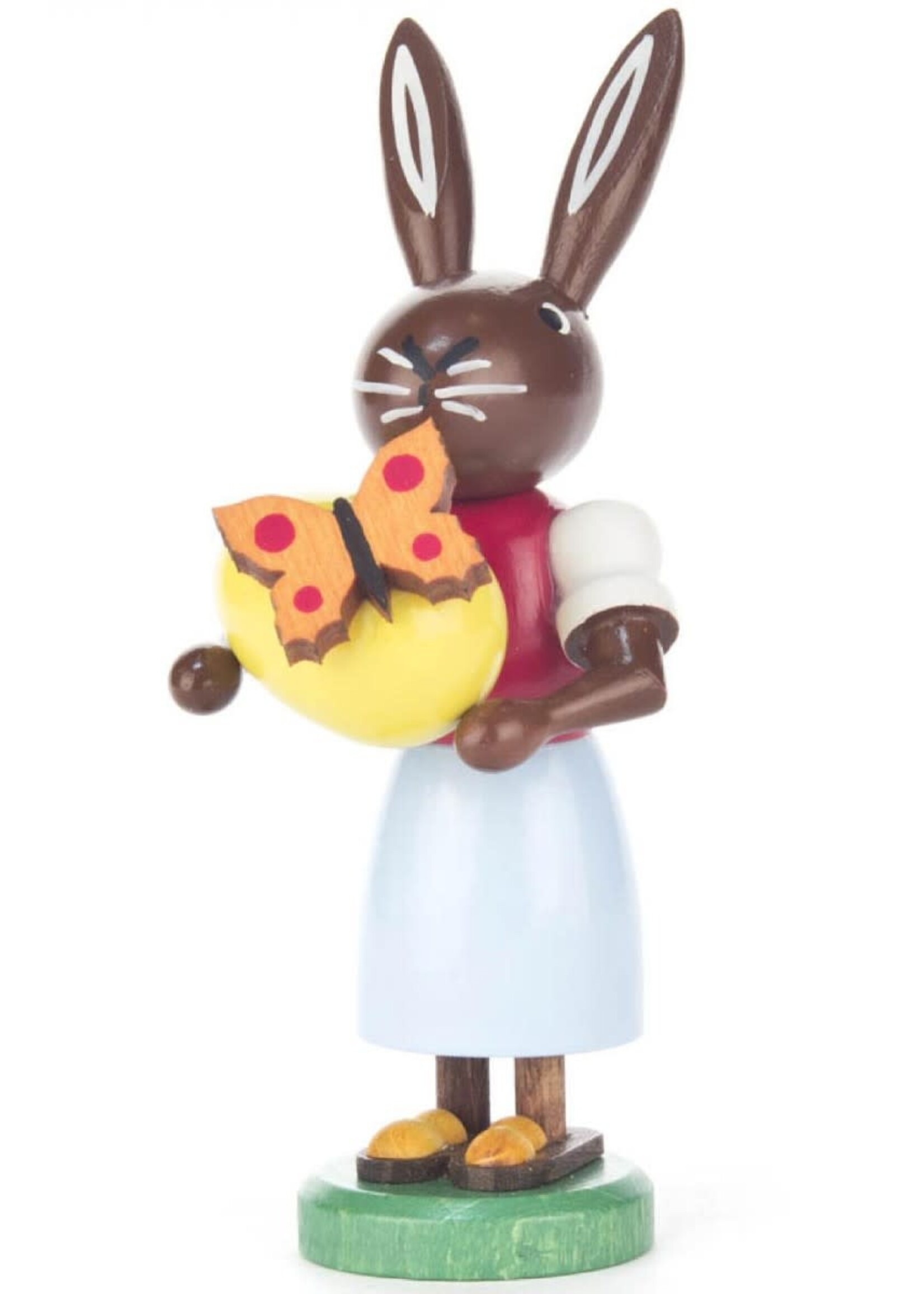 Dregeno 224-761 Easter Figure - Rabbit Lady With Egg and Butterfly 4 inches