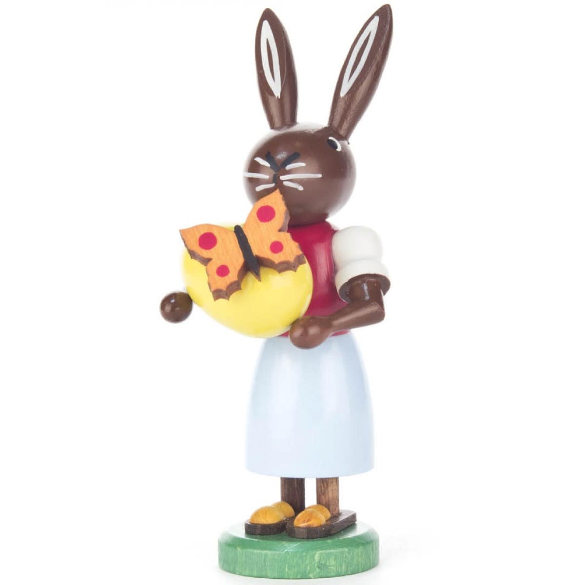 224-761 Easter Figure - Rabbit Lady With Egg and Butterfly 4 inches