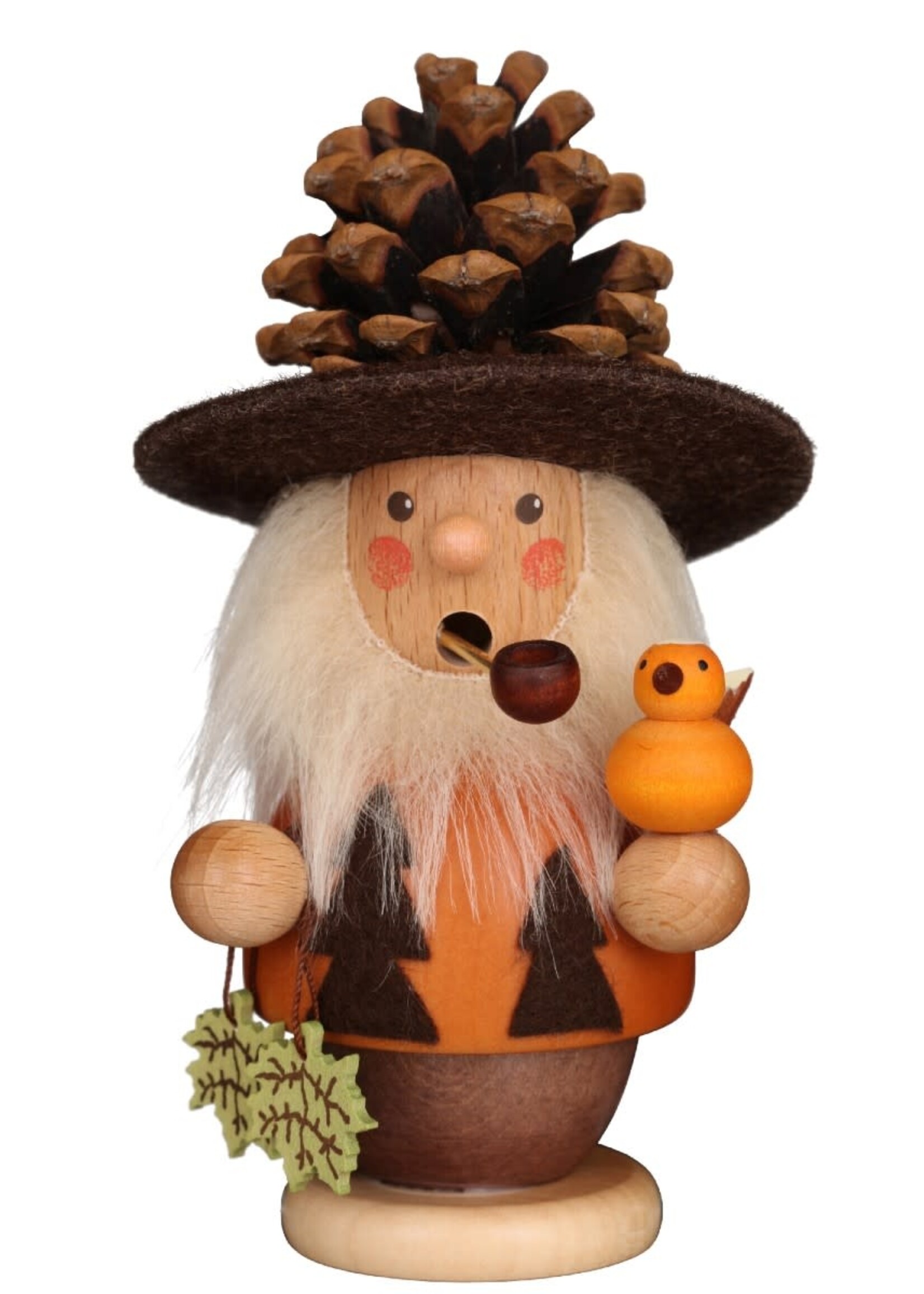 Christian Ulbricht 01-0546 Ulbricht Smoker-Natural Pinecone Man w/ Bird 5.70 inches