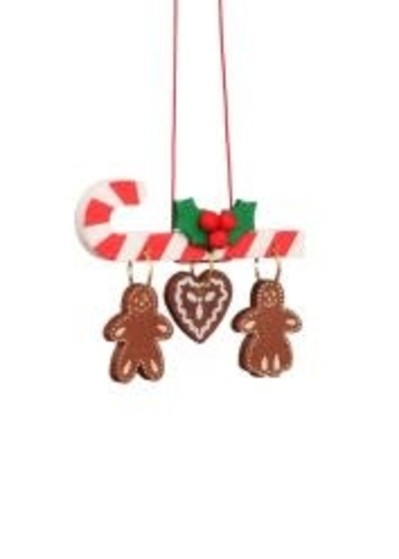 Christian Ulbricht 10-0438 Ulbricht Ornament -Candy Cane with Gingerbread - 2 inches
