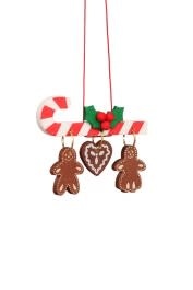 Christian Ulbricht 10-0438 Ulbricht Ornament -Candy Cane with Gingerbread - 2 inches