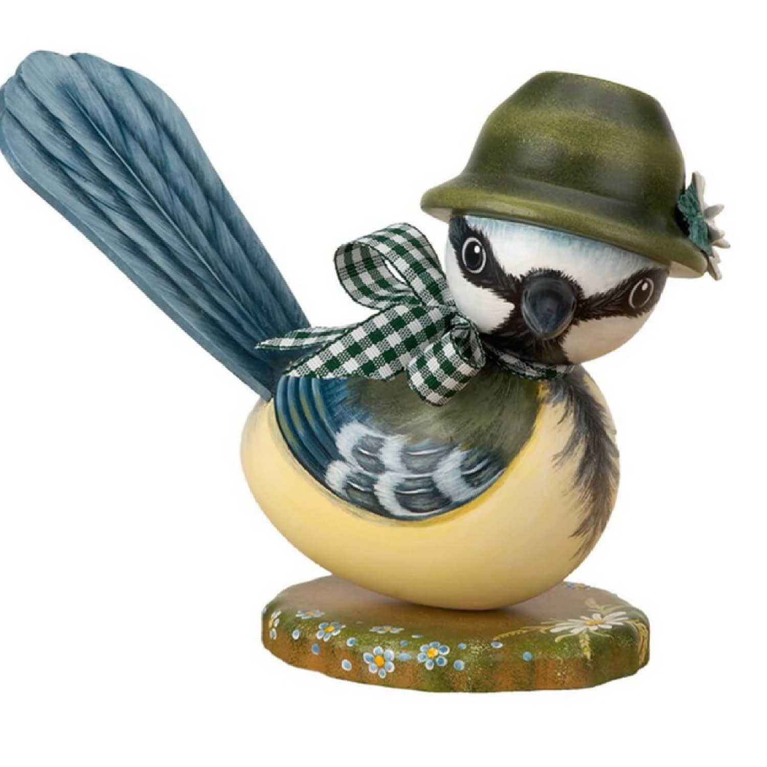 303h3001 Blue Titmouse Seppl Green Hat  6 inches
