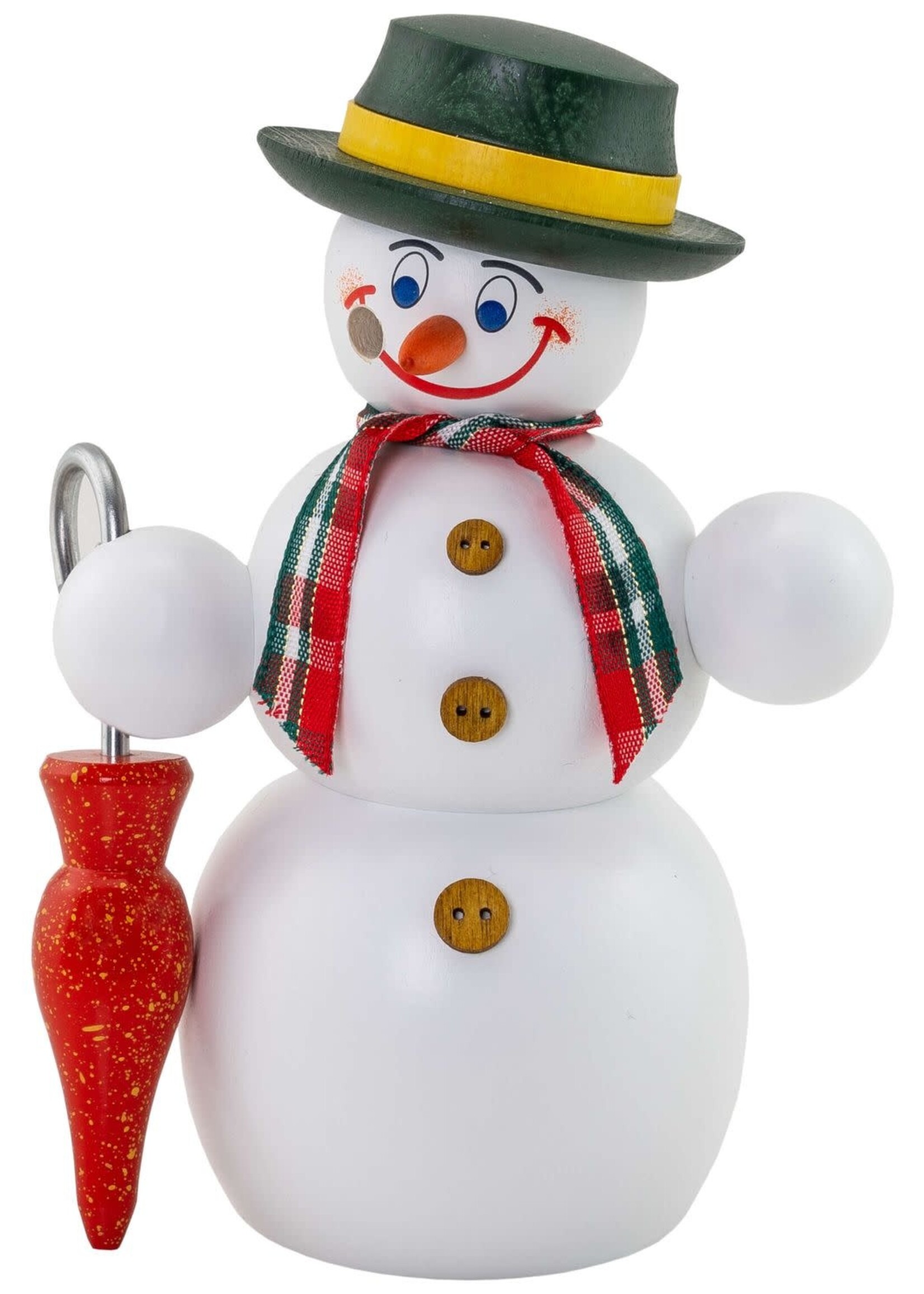 Seiffener Volkskunst eG 12217 Smoker Snowman with Umbrella  6 inches