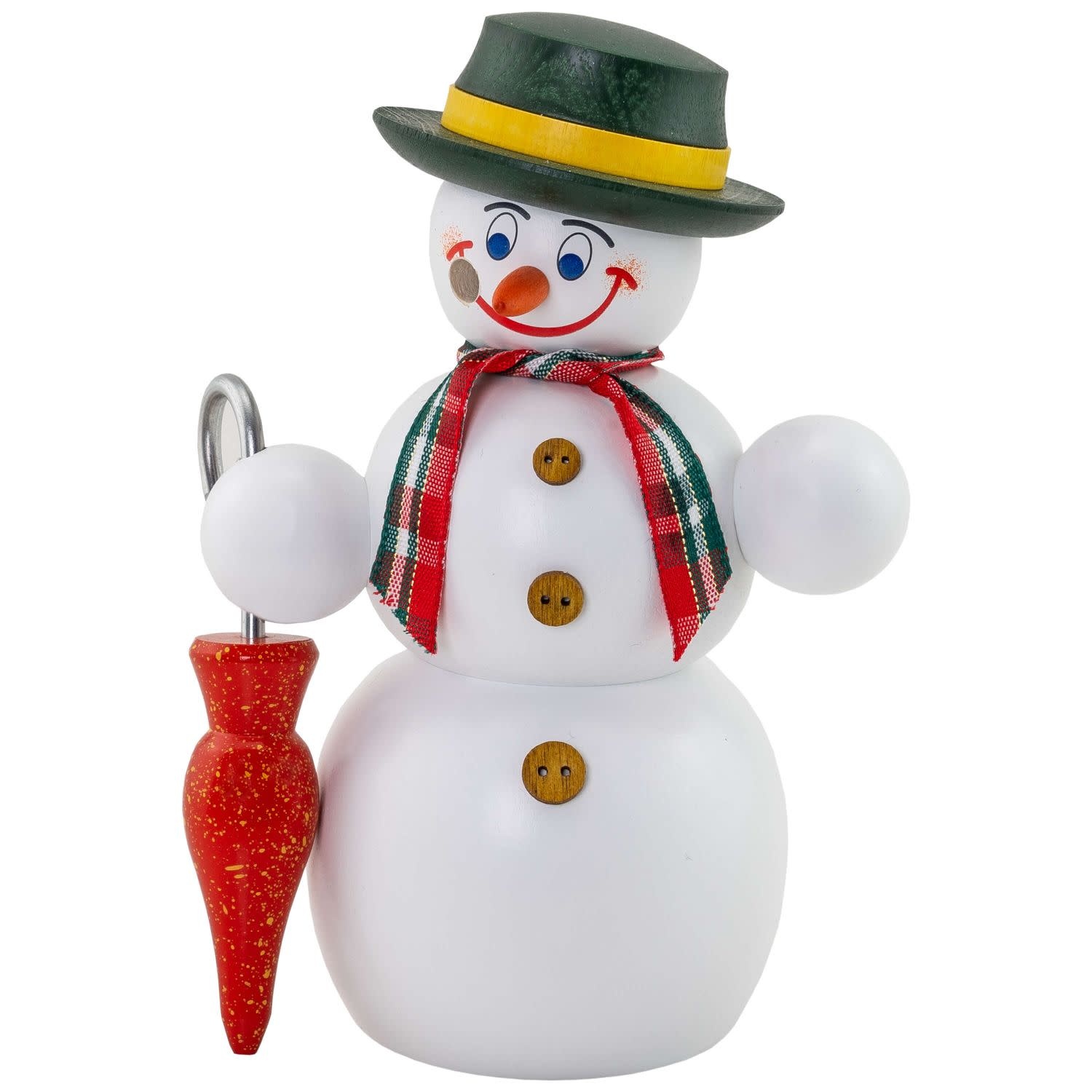 Seiffener Volkskunst eG 12217 Smoker Snowman with Umbrella  6 inches