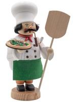 Seiffener Volkskunst eG 12677 Smoker Figure Occupations Cozy Guys Pizza Baker  9 inches