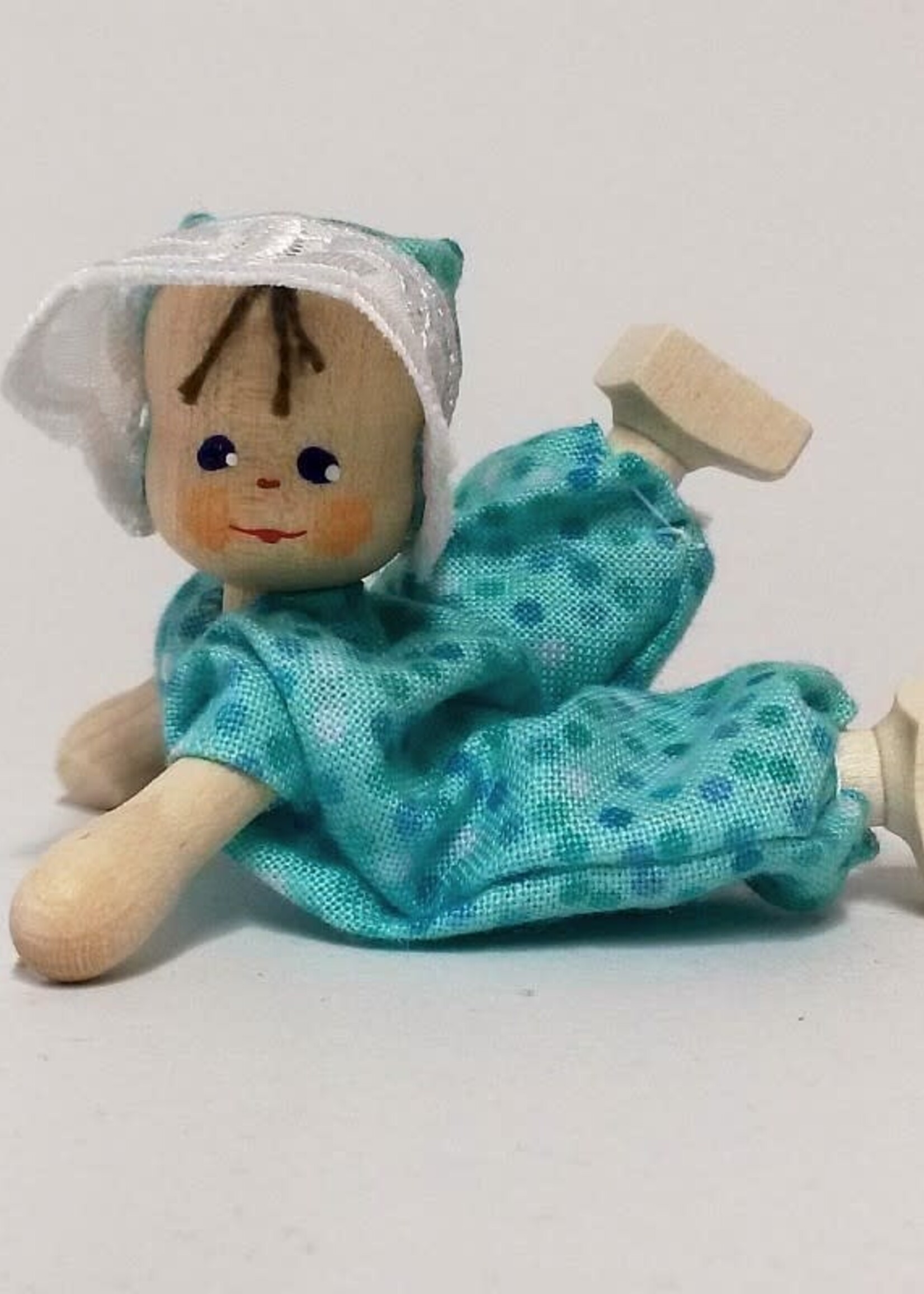 Anne Krebs 109-1 Miniature Doll Romper Blue  7.5 cm