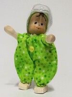 Anne Krebs 109-2 Miniature Doll Baby Romper Green  7.5 cm