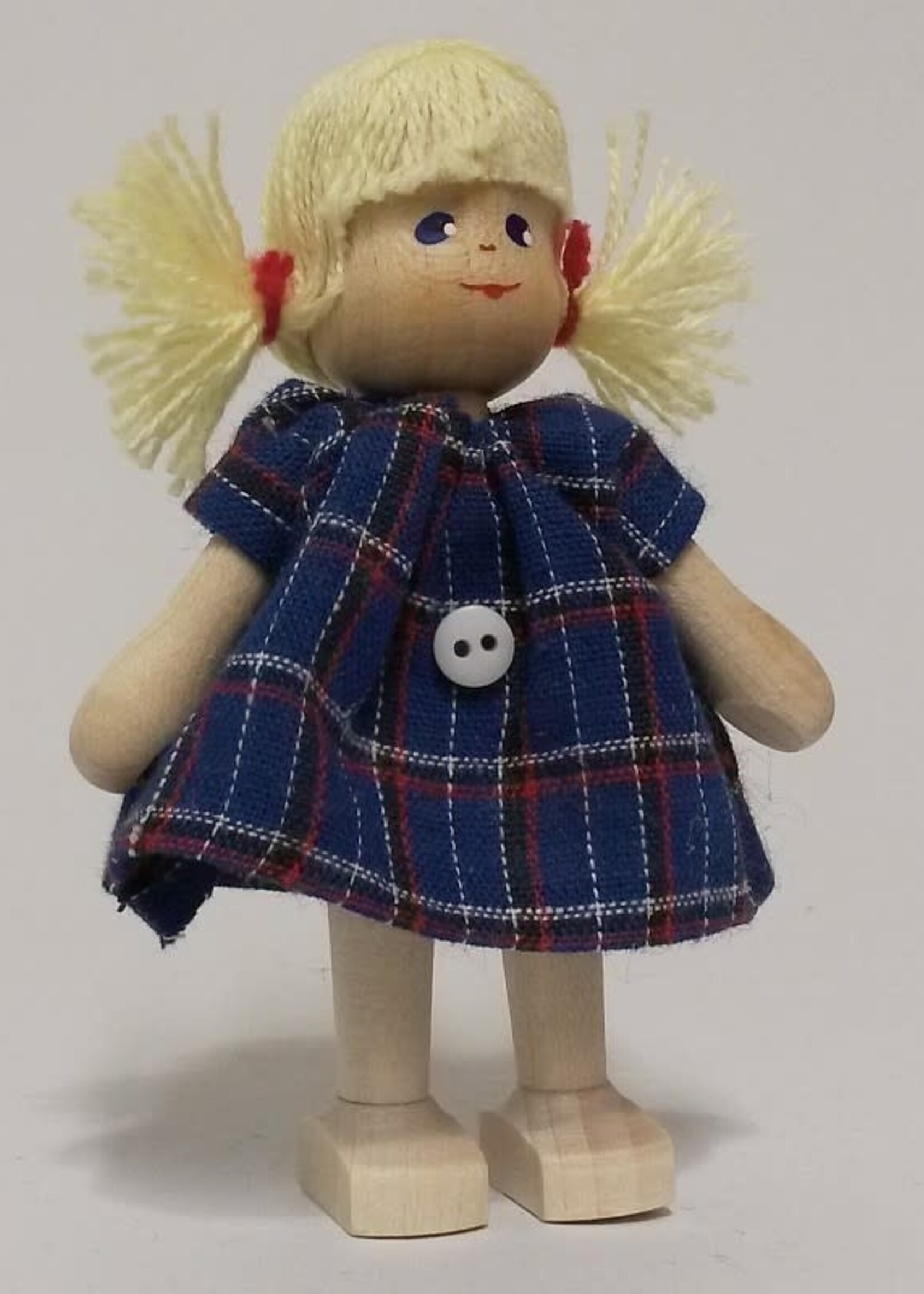 Anne Krebs 173-0 Miniature Doll Girl Button Dress Blonde  7.5 cm