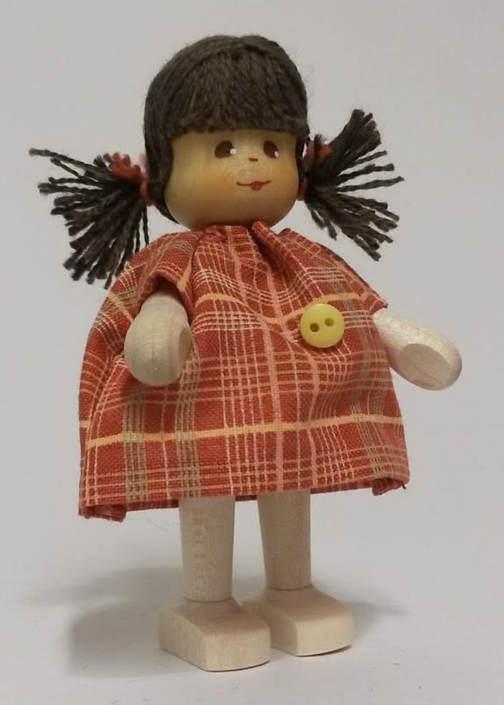 Anne Krebs 173-1 Miniature Doll Girl Button Dress Brunette  7.5 cm