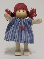 Anne Krebs 173-2 Miniature Doll  Girl Button Dress, Red Hair  7.5 cm