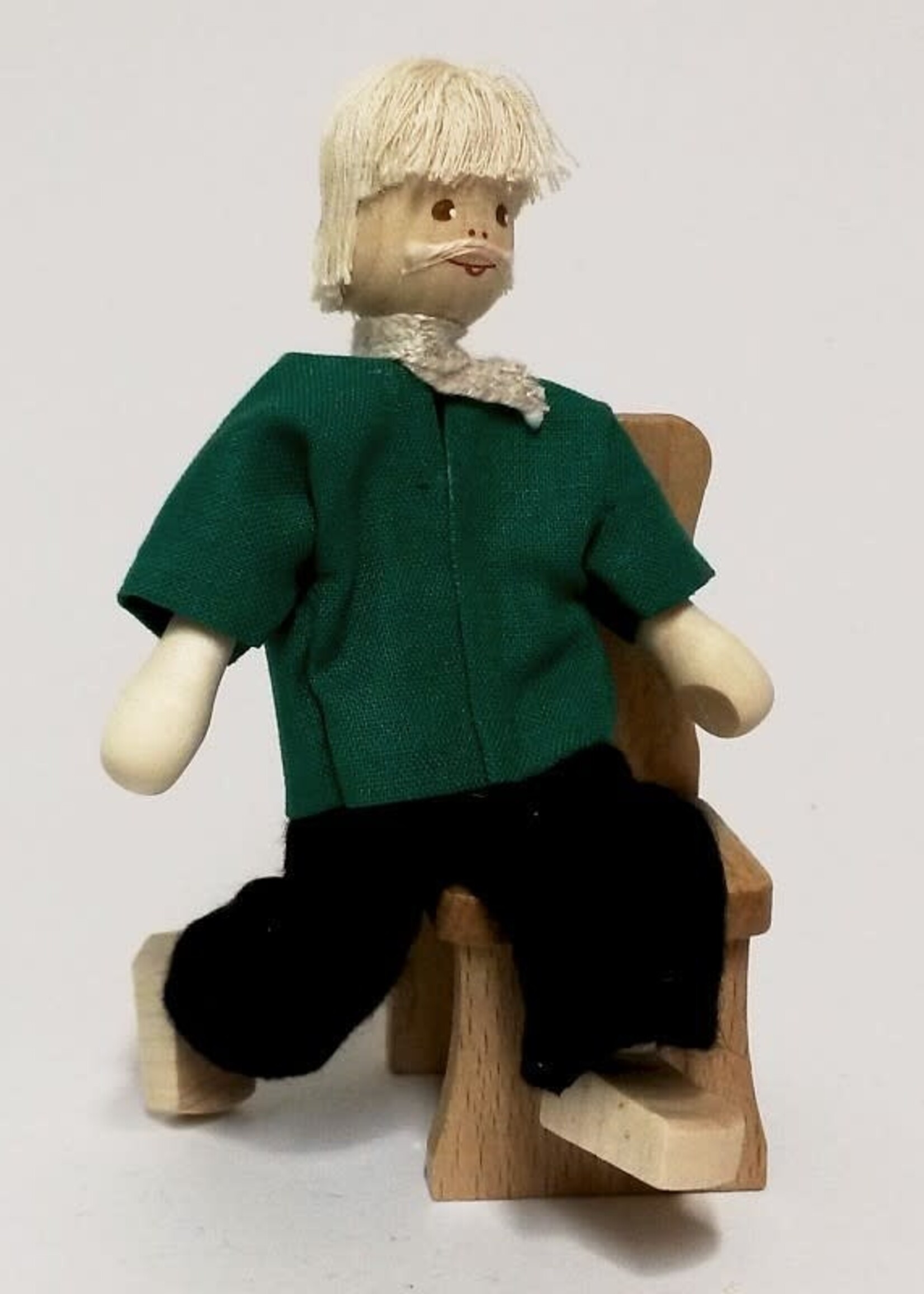 Anne Krebs 231 Miniature Doll Opa, Green Jacket  12.5 cm