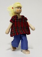 Anne Krebs 234 Miniature Doll Mother, Plaid  Blouse, Blonde   12.5 cm