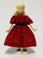 Anne Krebs 251 Miniature Doll Mother, Red Dress, Blonde   12.5 cm