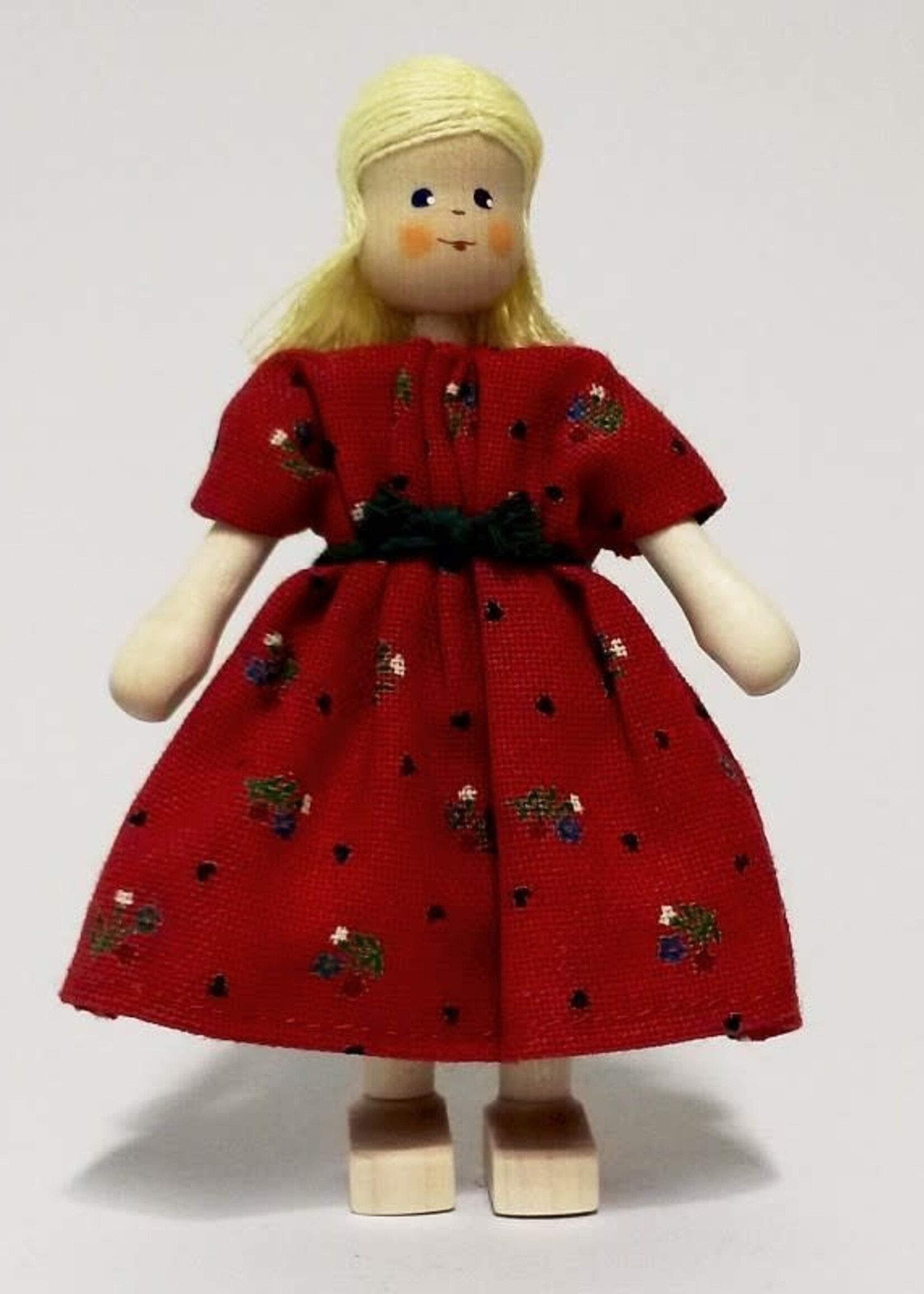 Anne Krebs 251 Miniature Doll Mother, Red Dress, Blonde   12.5 cm