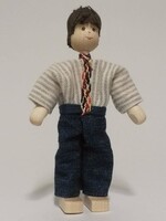 Anne Krebs 257 Miniature Doll Father, Shirt with Tie, Brunette   12.5 cm