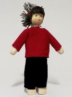 Anne Krebs 286-1 Miniature Doll Mother, Red Sweater, Brunette   12.5 cm