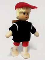 Anne Krebs 128-0 Miniature Doll - Boy, School Bag, Blonde  7.5cm