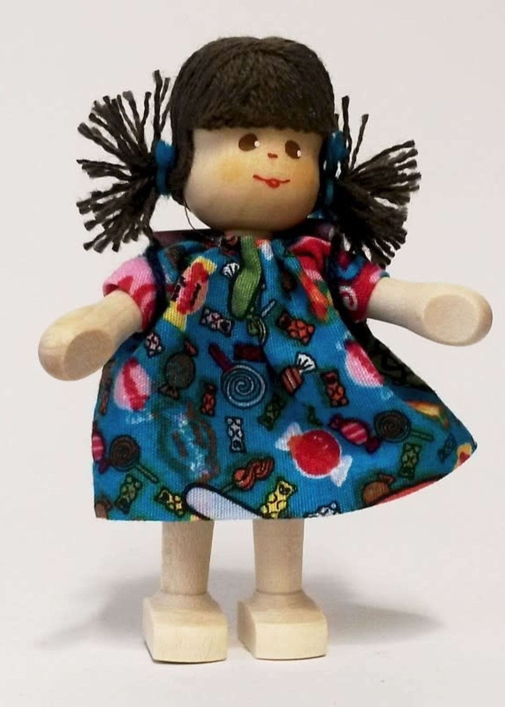 Anne Krebs 129-1 Miniature Doll - Girl, School Bag,  Brunette 7.5cm