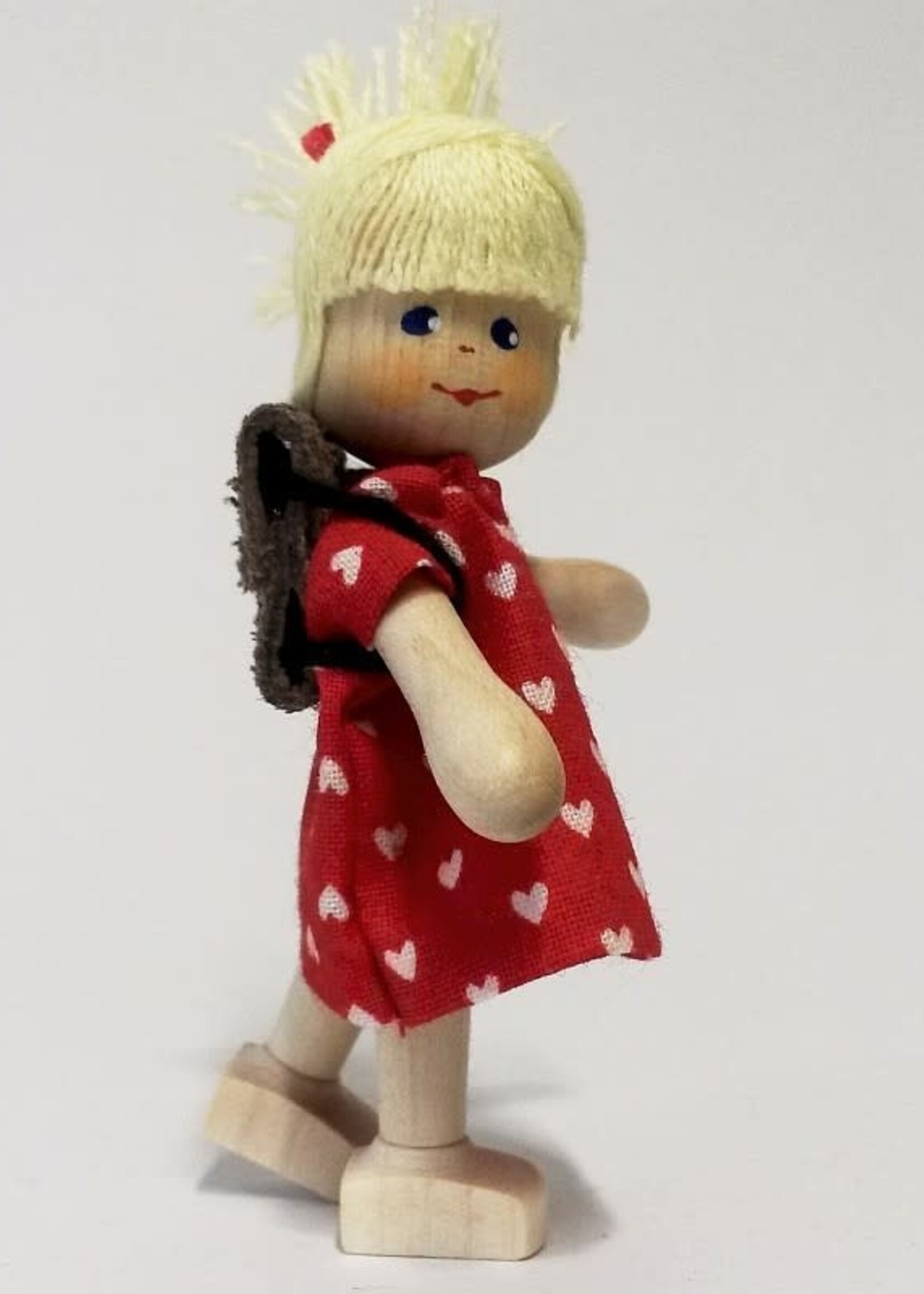 Anne Krebs 129-0 Miniature Doll - Girl, School Bag, Blonde 7.5cm
