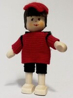 Anne Krebs 128-1 Miniature Doll - Boy, School Bag, Brunette 7.5cm