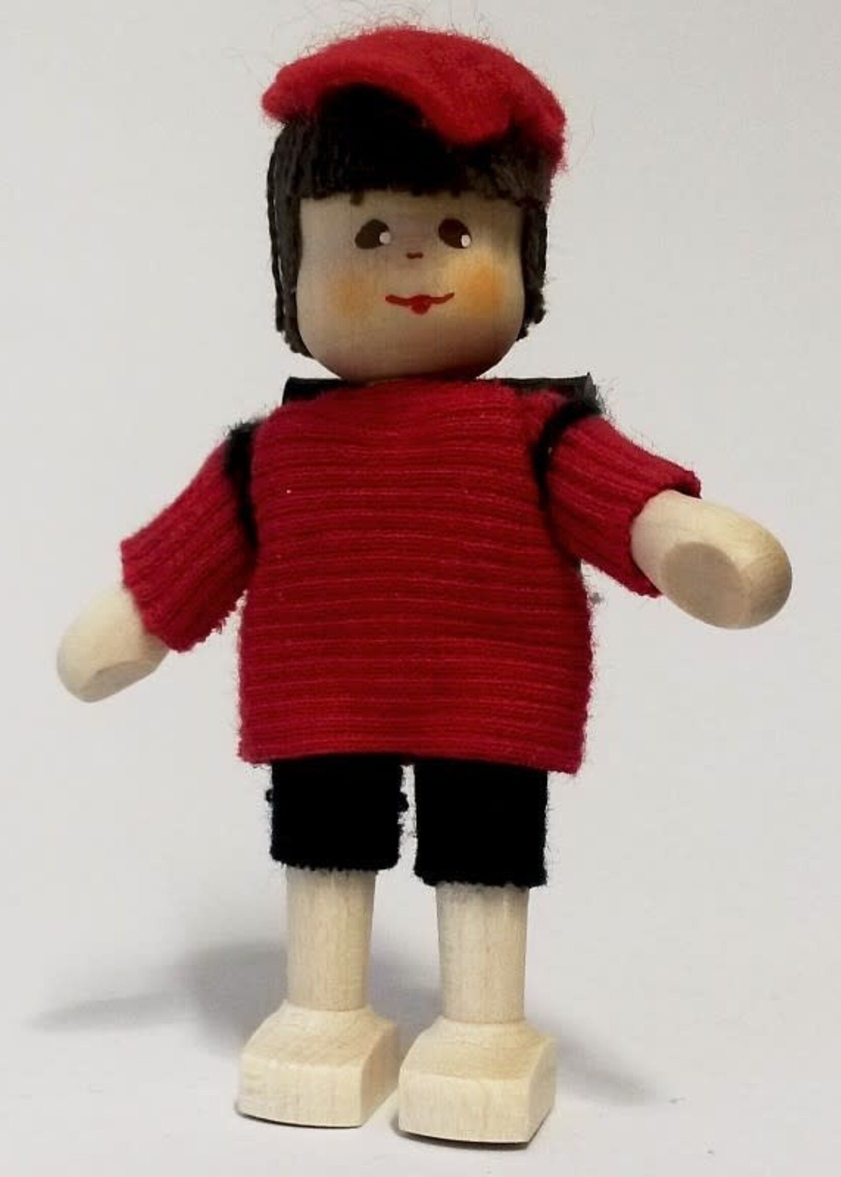 Anne Krebs 128-1 Miniature Doll - Boy, School Bag, Brunette 7.5cm