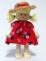 Anne Krebs 136-0 Miniature Doll - Girl, Hat, Pigtails-blonde 7.5cm